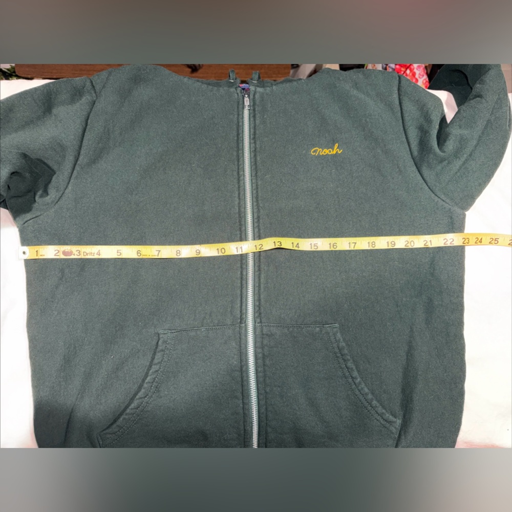 Noah NY Heavy Weight Green Zip Hoodie Sweatshirt with Plaid Inside Size Large - Picture 10 of 16